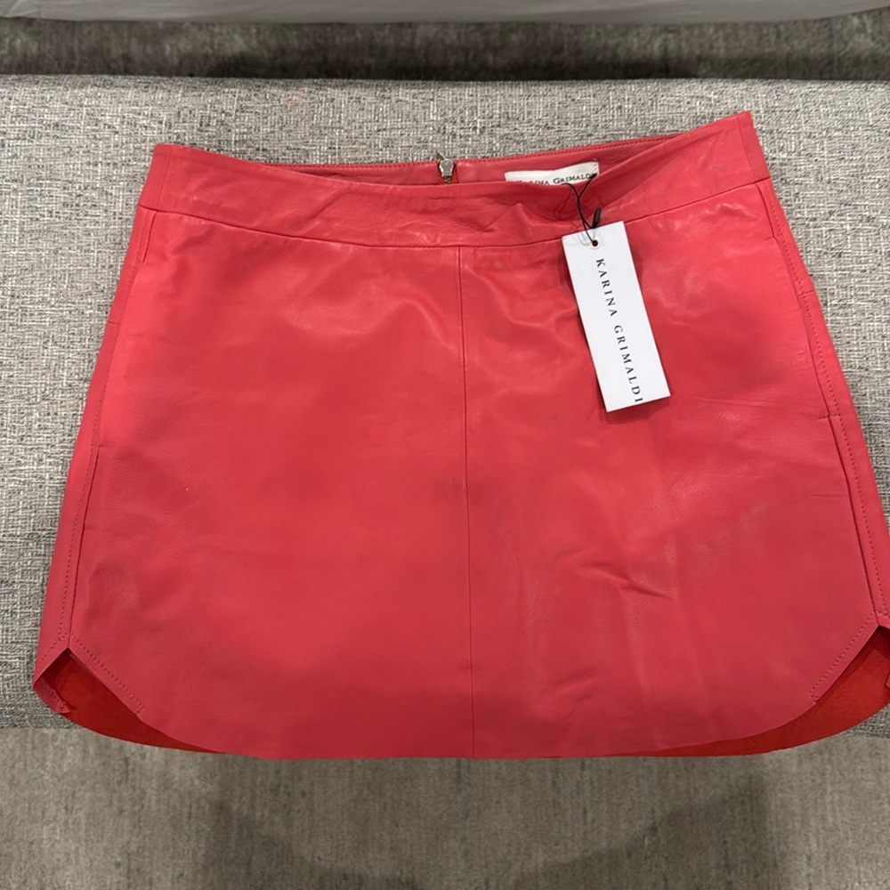 NWT Karina Grimaldi Leather Mini Skirt - Picture 6 of 10